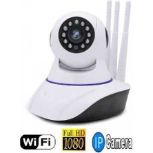 Qasul Kablosuz Wifi Ip Kamera 3 Antenli  1080P Full Hd 3 Mp Hareketli Gece Görüşlü Güvenlik Kamerası