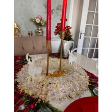 Aydizaynn Yılbaşı masa çelengi garland noel simli çember sofra yeniyıl christmas 36cm