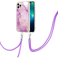 Zhkj Shop iPhone 15 Pro Için Mermer Deseni Tpu Telefon Kılıfı - Mor (Yurt Dışından)