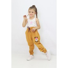 Canix Kids Kız Çocuk Emoji Nakışlı Kadife Pantolon