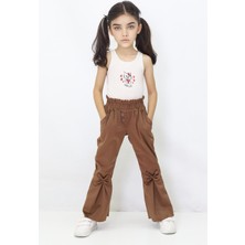 Canix Kids Kız Çocuk Ispanyol Paça Fiyonklu Kadife Pantalon