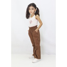 Canix Kids Kız Çocuk Ispanyol Paça Fiyonklu Kadife Pantalon