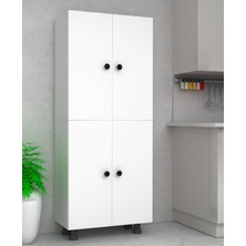 Home Gallery 6 Bölmeli 4 Kapaklı Çok Amaçlı Banyo/Mutfak/Ofis/Kiler Dolabı 70 cm %100 Mdf Parlak Beyaz