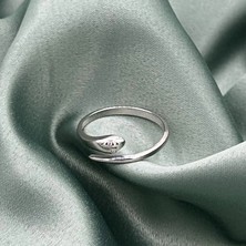 Jewel By Aila Yılan Taşlı Ince Serpent Rhodium Kaplama Ayarlanabilir Kadın Gümüş Yüzük