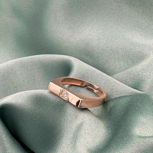Jewel By Aila Verton Tek Zirkon Taşlı Ayarlanabilir Rose Gold Kaplama Kadın Gümüş Yüzük