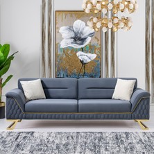 Eymense Artoo Yataklı Mavi Üçlü Kanepe