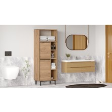 Robin Home Lidya Banyo Dolabı Çok Amaçlı Dolap 2 Kapaklı Metal Ayaklı Sepet