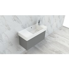 Turkuaz Seramik Sharp 80X35 cm Etajerli Lavabo