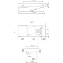 Turkuaz Seramik Sharp 80X35 cm Etajerli Lavabo