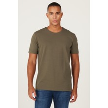 Altınyıldız Classics Erkek Haki 360 Derece Her Yöne Esneyen Slim Fit Bisiklet Yaka Tişört