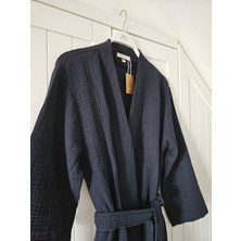 Mia Home & Baby 4 Kat Müslin Pamuk Siyah Kimono Unisex L Bornoz - Sabahlık