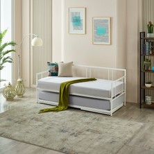 Unimet Forte Yavrulu Karyola Daybed Tek-Çift Kişilik Metal Karyola Beyaz
