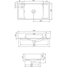 Turkuaz Seramik Sharp 60X30 cm  Sol Delikli Lavabo