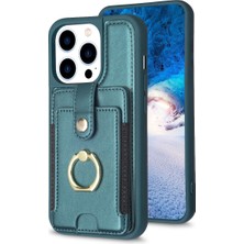 Forestl Digital Iphone 13 Pro Max Telefon Kılıfı Yuvası Yuvası Pu Pu Deri Kapalı Tpu Yüzük Kickstand Telefon Kapak Yeşili (Yurt Dışından)