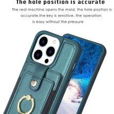 Forestl Digital Iphone 13 Pro Max Telefon Kılıfı Yuvası Yuvası Pu Pu Deri Kapalı Tpu Yüzük Kickstand Telefon Kapak Yeşili (Yurt Dışından)