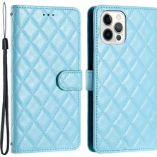 Forestl Digital Iphone 13 Pro Max Telefon Kılıfı Dikiş Hattı Rhombus Doku Doku Telefon Kılıfı Cüzdan Flip Stand Pu Deri Telefon Kapak Blue (Yurt Dışından)