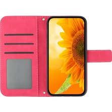 Forestl Digital Iphone 12 Mini Telefon Kılıfı 5.4 Inç HT04 Basılı Ayçiçeği Telefon Şok Geçirmez Kılıf Cilt Doku Pu Deri Deri Katlanabilir Stand Cüzdan Kapağı El Strap-Rose (Yurt Dışından)