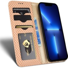 Forestl Digital Iphone 13 Pro Telefon Kılıfı 6.1 Inç Izgara Doku Pu Deri Stand Kılıfı Manyetik Otomatik Absorbed Cep Telefonu Cüzdan Kapak Bej (Yurt Dışından)