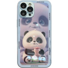 Forestl Digital Iphone 13 Pro Max Telefon Kılıfı Süt Tea Panda Desen Baskı Anti-Drop Temperli Cam+Tpu Kasa Telefon Kapak Lens Film Mavisi (Yurt Dışından)