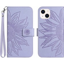 Forestl Digital Iphone 13 Mini Telefon Kılıfı Için Cilt Touch Hissed Flip Strap-Light Purple ile Pu Deri Manyetik Cüzdan Kapağı (Yurt Dışından)