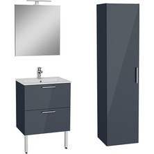 Vitra Banyo Mobilyası Seti ve Boy Dolabı, Antrasit , 60 Cm, Çekmeceli, Ayaklı