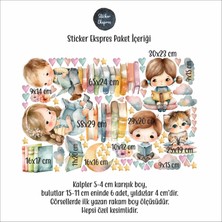 Sticker Ekspres Kitap Okuyan Çocuklar Duvar Sticker Seti