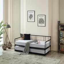 Unimet Forte Yavrulu Karyola Daybed Tek-Çift Kişilik Metal Karyola Siyah