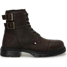 U.S. Polo Assn. Kahverengi Erkek Biker Bot Petros 3pr PVC Malzeme ile Şık Tasarım