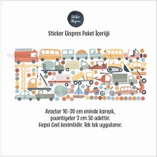 Sticker Ekspres Pastel Renk Araçlar Arabalar Çocuk Odası Duvar Sticker Seti