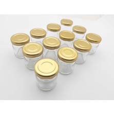 Seçilir 12 Adet 29 cc Altın Renk Metal Kapaklı Cam Kavanoz