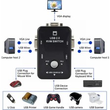 Techtic 2 Port USB Kvm Switch Çoklayıcı 2pc Tek Monitör Kontrol 2 In 1 Out Kasa Çoklayıcı