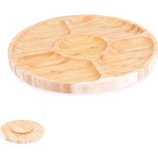 Altabi Bambu Çerezlik Sunumluk Kahvaltılık 5 Bölmeli Döner Tepsi