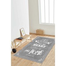 Lavita Home Dijital Baskı Yıkanabilir Kaymaz Leke Tutmaz Gri Mutfak Halısı Yolluk ve Paspas