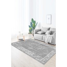 Lavita Home Dijital Baskı Yıkanabilir Kaymaz Gri Salon Halısı Mutfak Halısı Yolluk ve Paspas