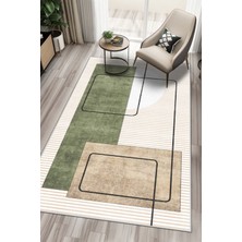 Lavita Home Dijital Baskı Yıkanabilir Kaymaz Bej Salon Halısı Mutfak Halısı Yolluk ve Paspas
