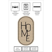 Lavita Home Dijital Baskı Yıkanabili Kaymaz Bej Oval Salon Halısı Mutfak Halısı Yolluk ve Paspas
