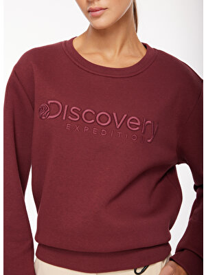 Discovery Expedition Mürdüm Kadın Bisiklet Yaka Nakışlı Sweatshirt D3WL-SWT15