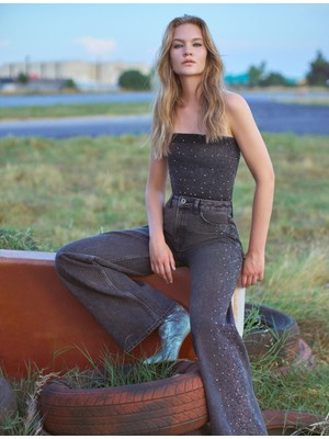 Koton Kot Straplez Büstiyer Parlak Taş Işlemeli