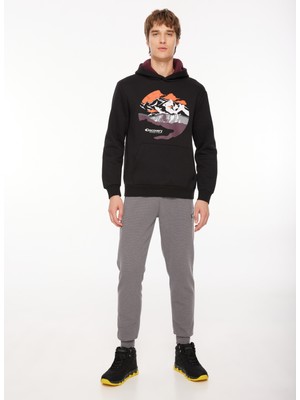 Discovery Expedition Siyah Erkek Kapüşonlu Baskılı Sweatshirt D3WM-SWT34