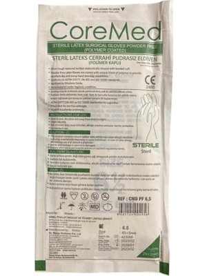 Muhtelif Coremed - Cerrahi Eldiven Pudrasız No: 6.5