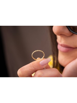 Onseva Kuyumculuk Minimalist Zincir Yüzük 14 Ayar Altın