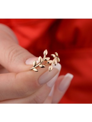 Onseva Kuyumculuk Zeytin Dalı Yüzük Yaprak Yüzük 14 Ayar Altın
