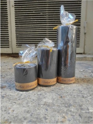 Shopiolog 3'Lü Set Kütük Silindir Beyaz Mum 20  cm   x  7  cm , 12  cm   x  7  cm , 7  cm   x  7  cm  (Üçlü Set) Mum