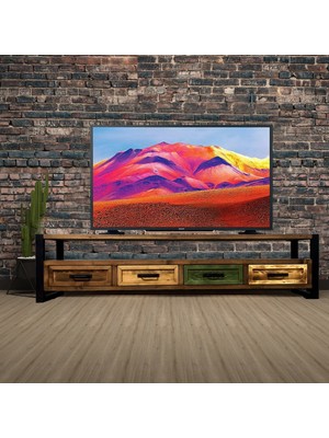 Deryawood Almond Doğal Ahşap Çekmeceli Tv Ünitesi -140 x 45 x 55  cm -Ceviz Renk