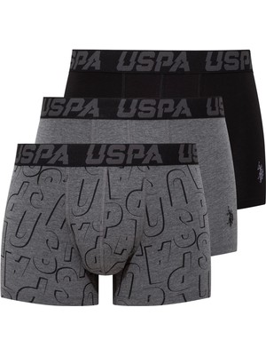 U.S. Polo Assn. Erkek Siyah - Antrasit -Baskılı 3'lü Boxer