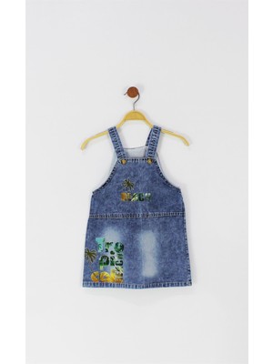 Trendimizbir Karakter Baskılı Kot Jile Elbise