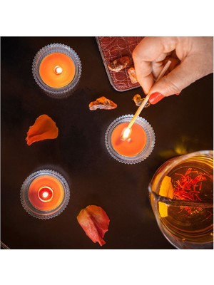 Hobiceyiz Kokulu Tealight Mum, Kırmızı-Kahverengi, 3.5 Saat, Rosenslan