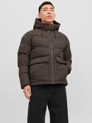 Jack & Jones Logo Baskili Kapüsonlu Puffer Mont - Vesterbro