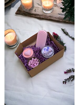 Khleos Aromatherapy Candle & Incense Set Gökkuşağı Mum, Kalpli Mum, Buhurdanlık Mumları, Taşlı Mum Seti