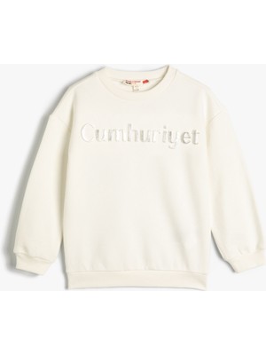 Koton Cumhuriyet Baskılı Sweatshirt Lügat 365 Lisanslı Kabartma Baskılı Şardonlu 100. Yıl Özel